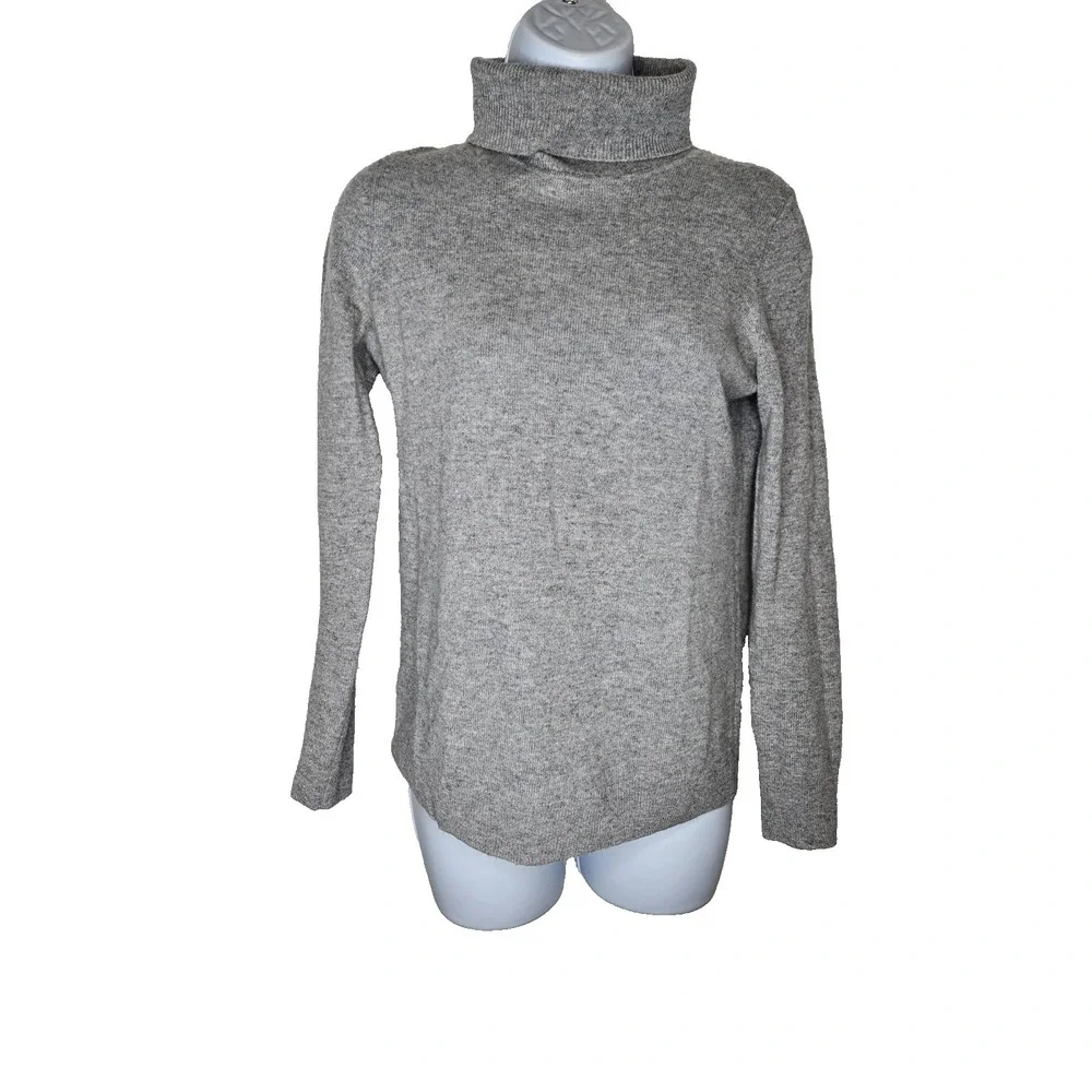 Talbots XS Gray 100%‎ Cashmere Turtleneck Sweater Classic Soft Knit Quiet Luxury
